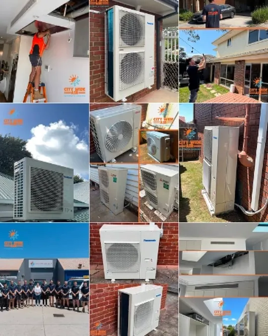 Citywide's Instagram grid before the setup: nine photos of air conditioning units and installs, each with a watermark logo.